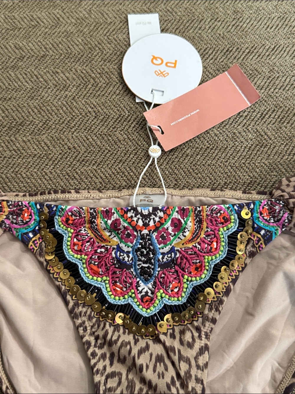 NWT PQ Swim Raja Emmroidered Fanned Full bikini bottom women’s sz S - Picture 3 of 6